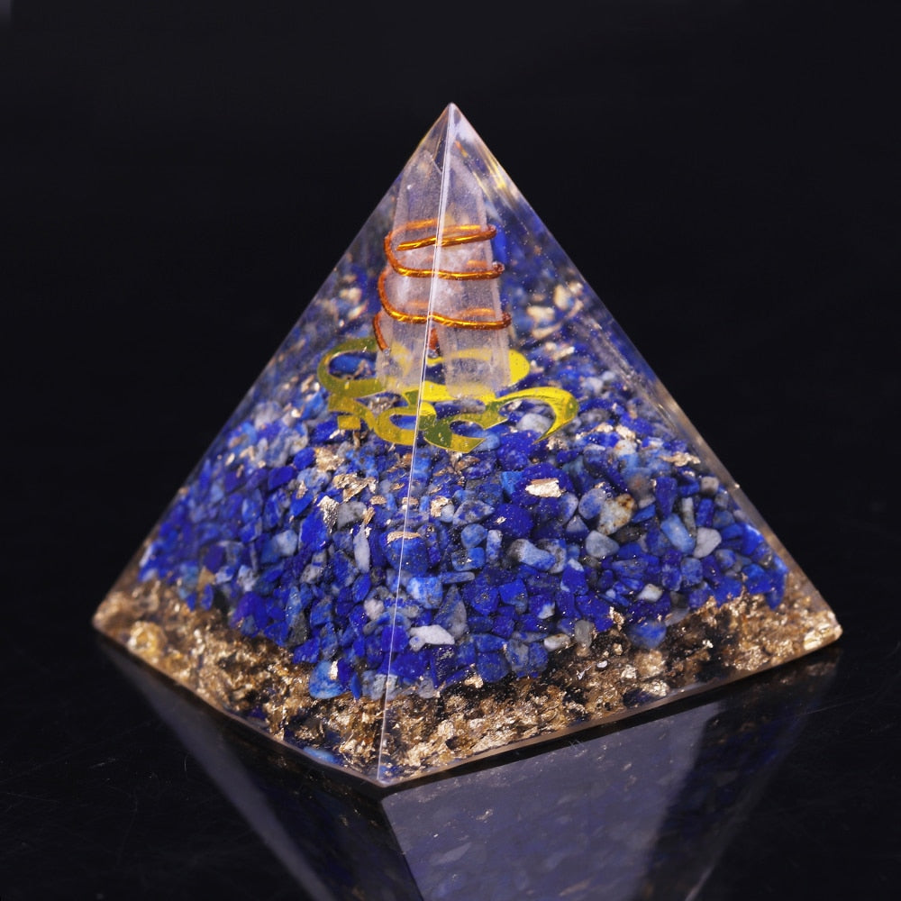 Pyramide Orgonite Lapis Lazuli & Cristal de Roche Harmonie