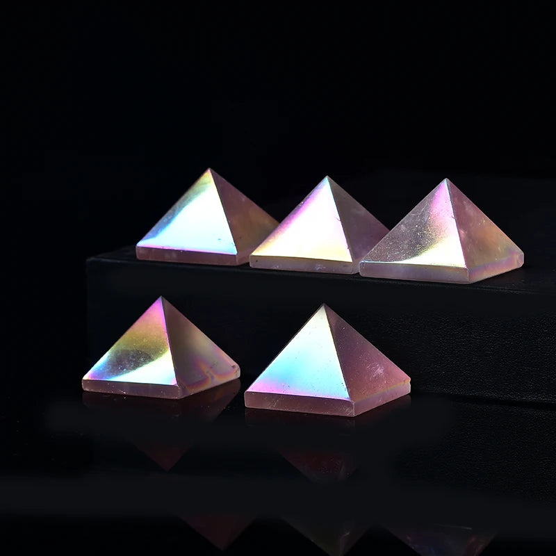 Pyramide Aura en Quartz Rose Reiki, Guérison, Énergie et Décoration