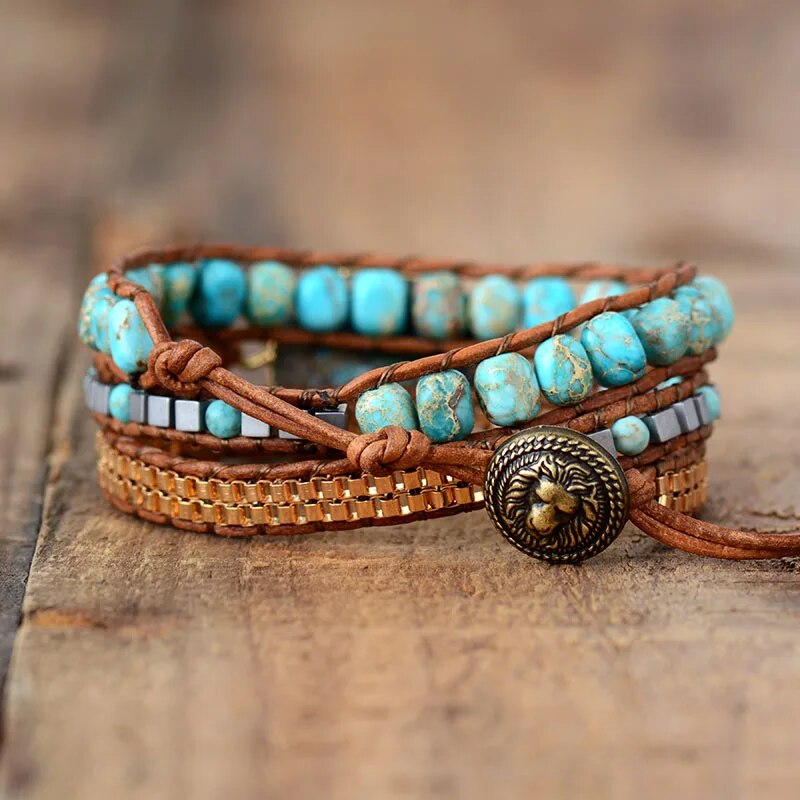 Bracelet Wrap "Énergie Apaisante" en Turquoise