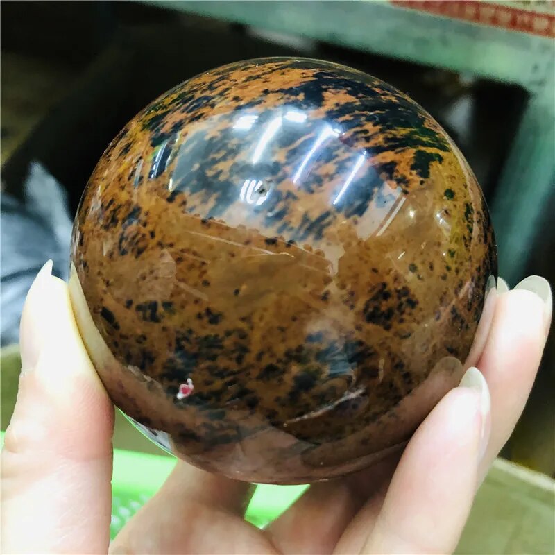 Boule en Obsidienne Acajou Feng Shui et Décoration