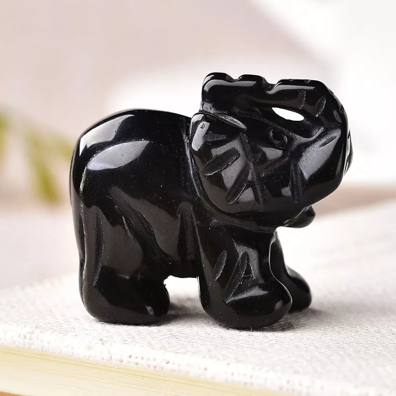 Éléphant en Obsidienne Noire