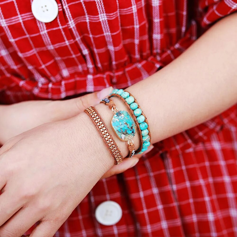 Bracelet Wrap "Énergie Apaisante" en Turquoise