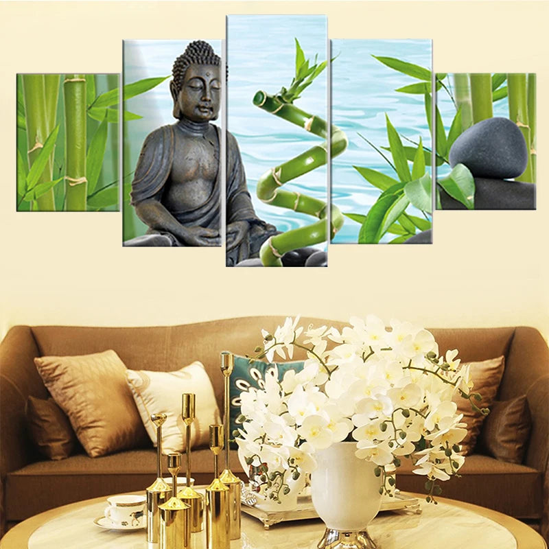 Tableau Bouddha et Bambou Zen
