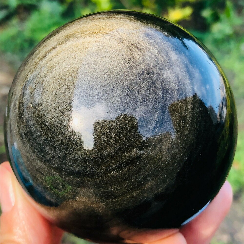 Boule en Obsidienne Noire Géante ''Protection & Purification" Reiki et Décoration