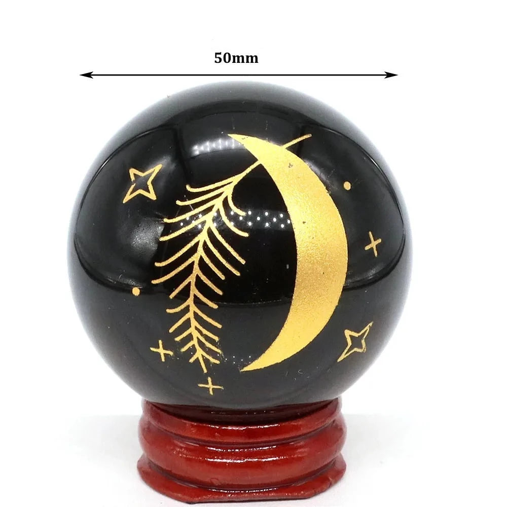 Boule Lune "Protection & Méditation" Obsidienne Noire