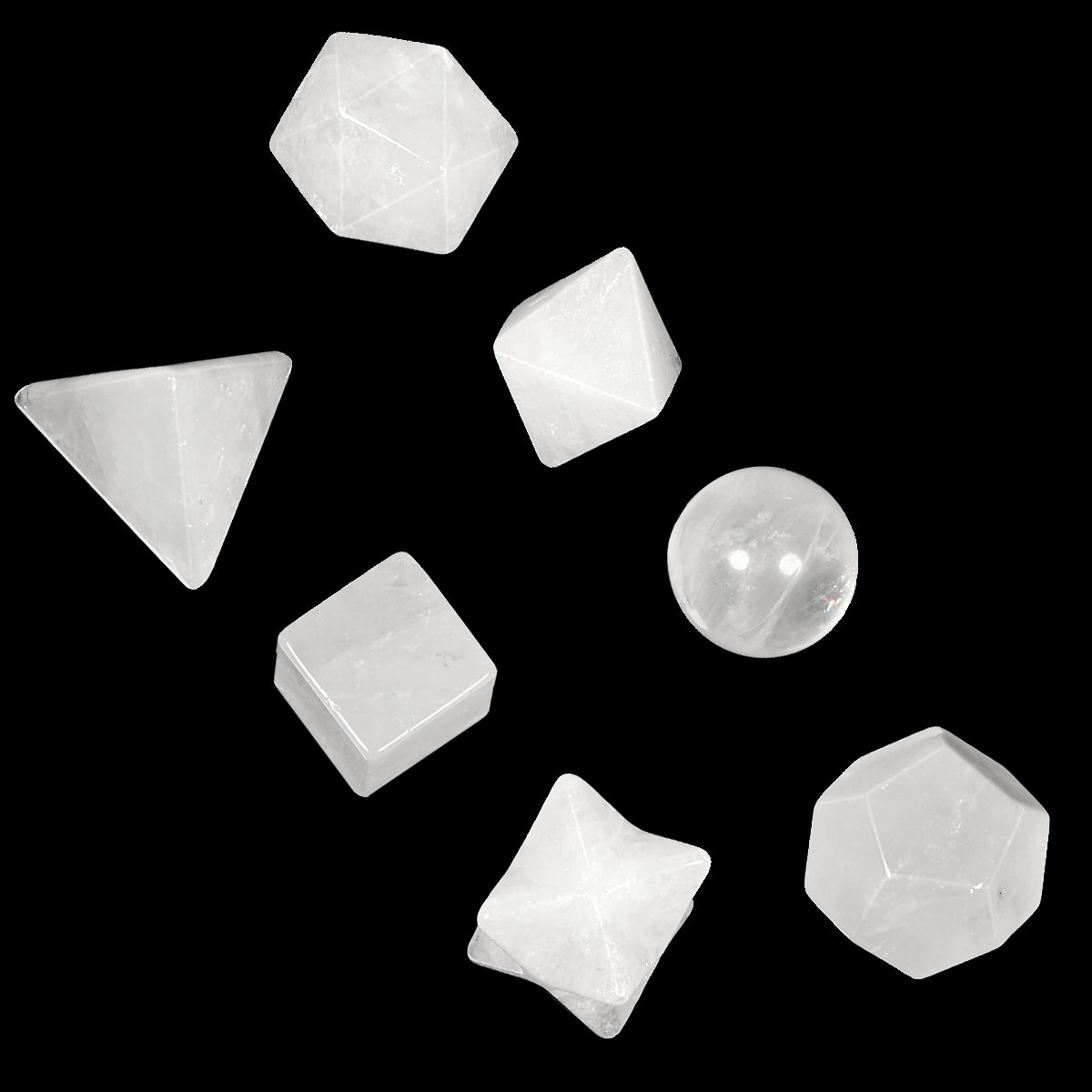 7 Solides de Platon en Cristal de Roche