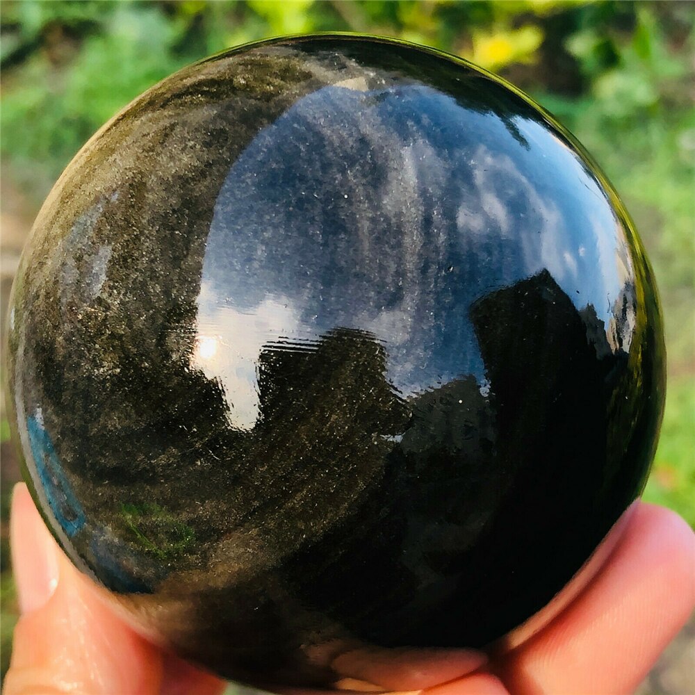 Boule en Obsidienne Noire Géante ''Protection & Purification" Reiki et Décoration