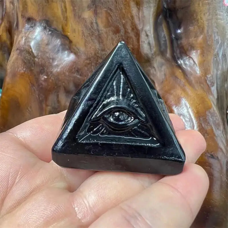 Pyramide Œil en Obsidienne Reiki, Méditation, Générateur d'Énergie et Décoration