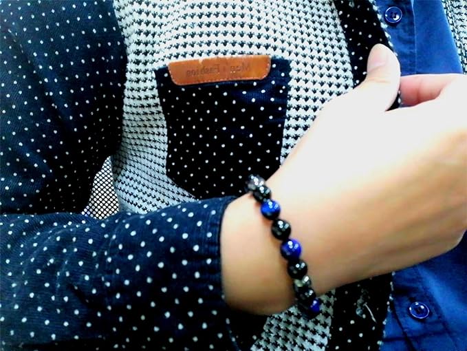 Bracelet «Triple Protection» en Lapis Lazuli, Obsidienne noire et Hématite