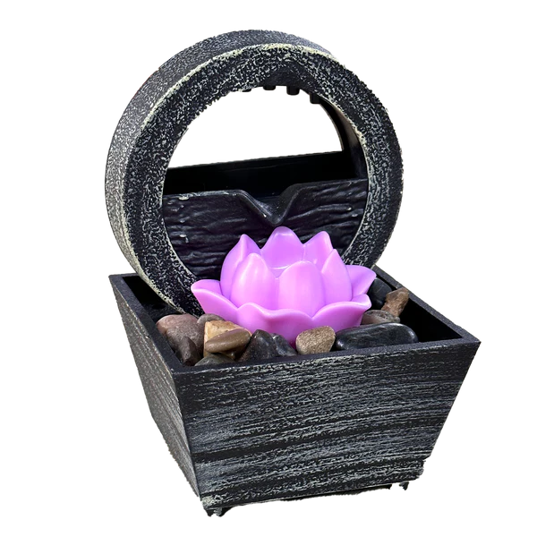 Petite Fontaine d'Intérieur LED Fleur de Lotus Rose