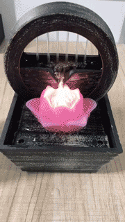 Petite Fontaine d'Intérieur LED Fleur de Lotus Rose