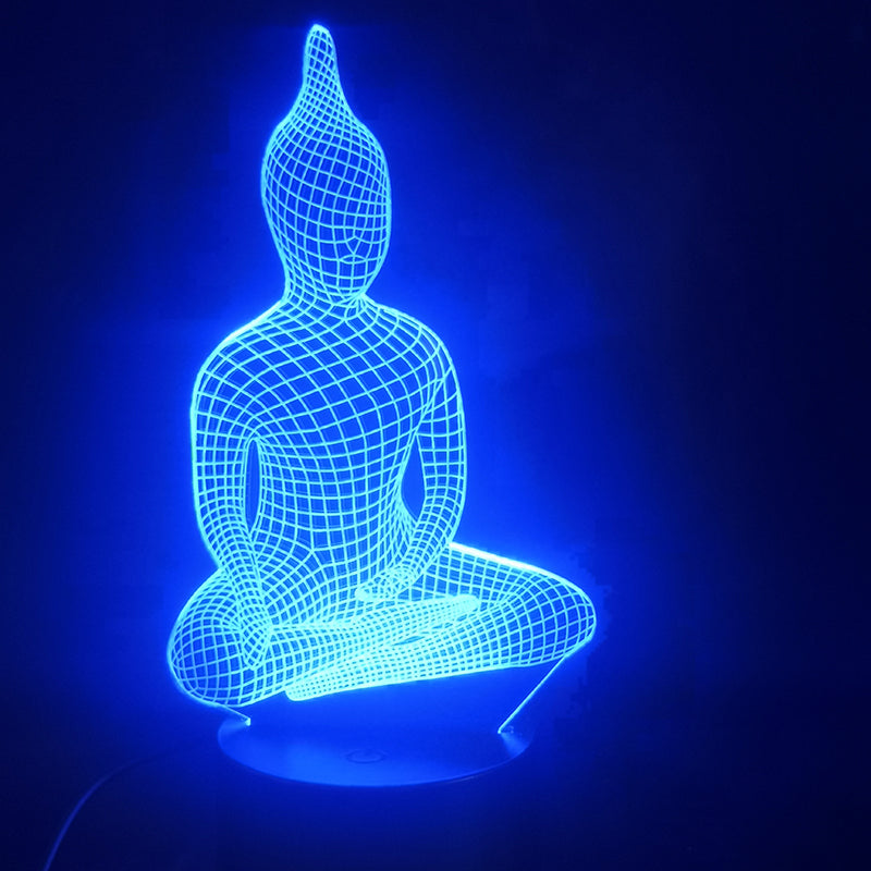 Superbe Lampe Bouddha Hologramme Méditation 3D