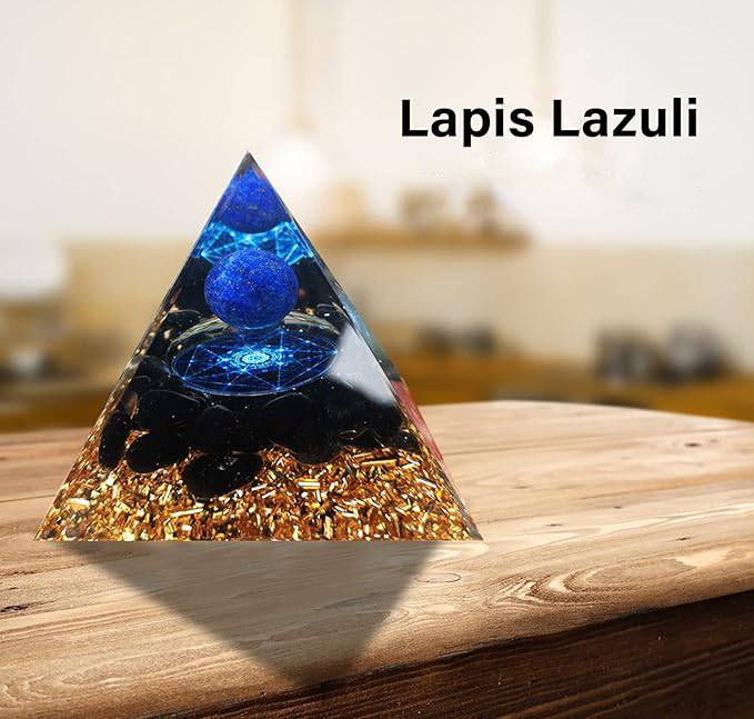 Pyramide Orgonite Libération des Mémoires Karmiques Lapis Lazuli & Tourmaline