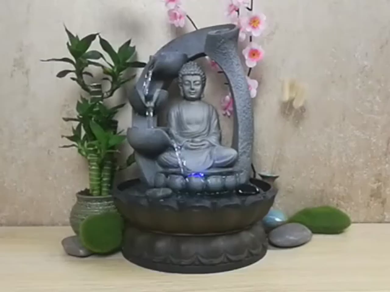 Fontaine à Eau Bouddha Intérieur Vidéo
