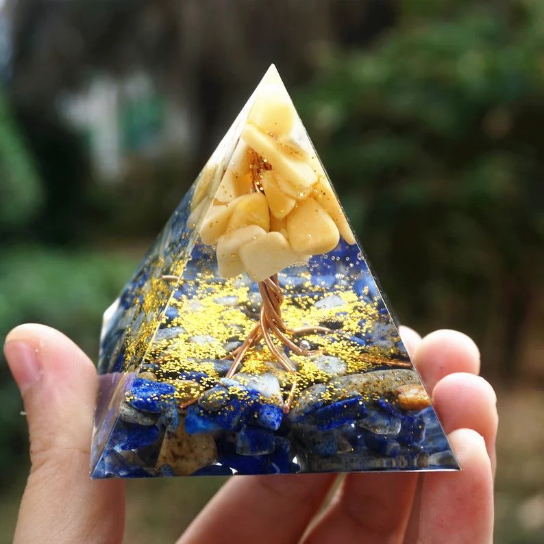 Pyramide Orgonite Lapis Lazuli et Citrine