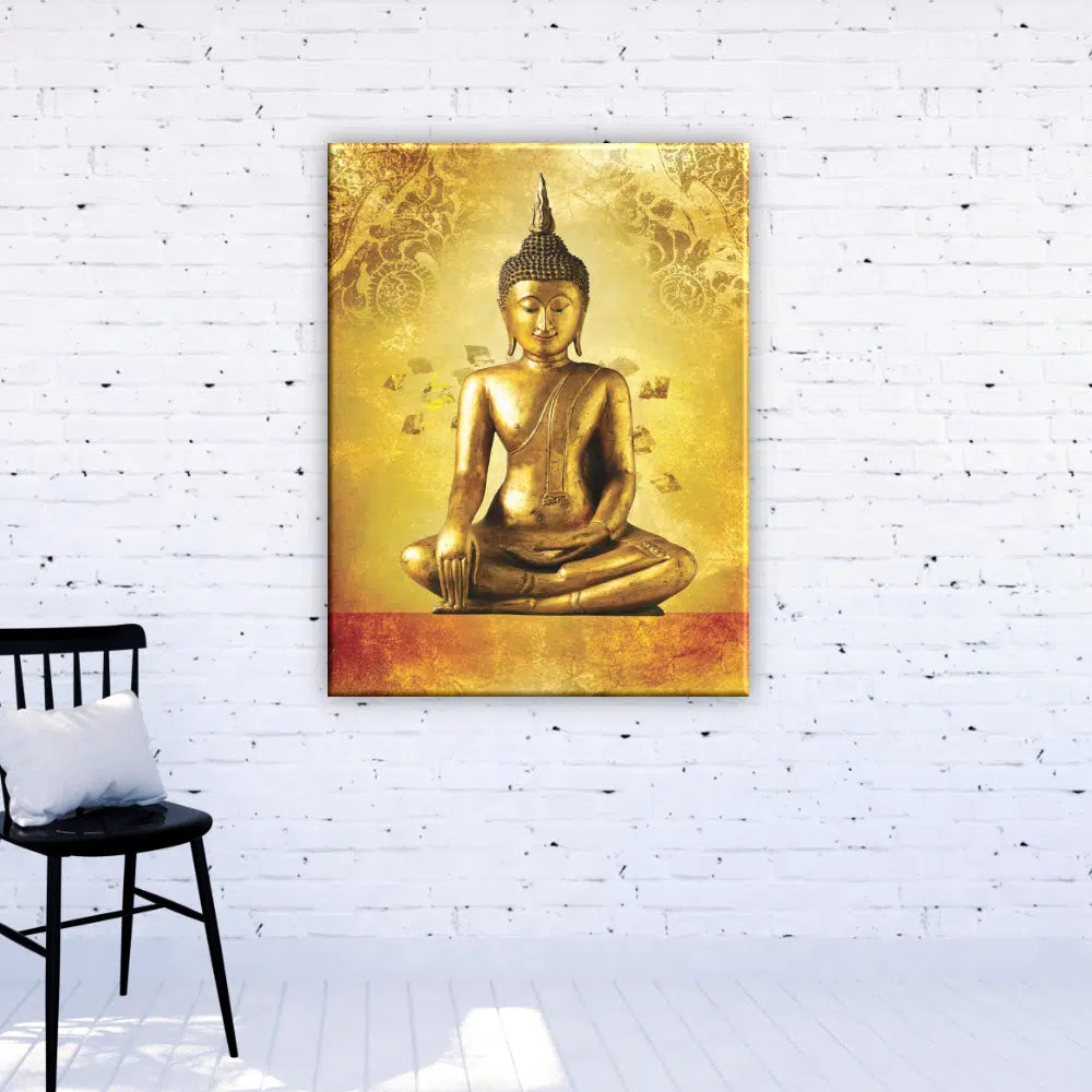 Toile Bouddha Doré Zen Méditation