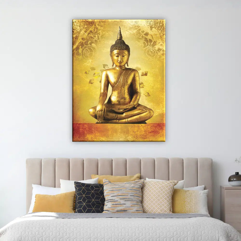 Toile Bouddha Doré Zen Méditation