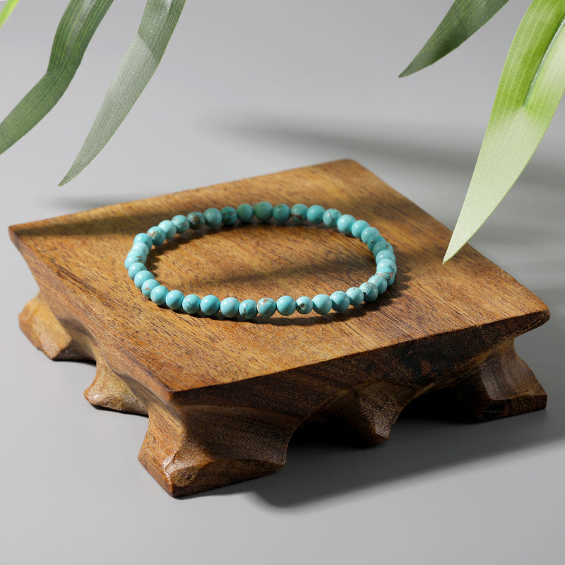 Bracelet Fin en Pierres Naturelles de 4mm - Turquoise / 17cm 