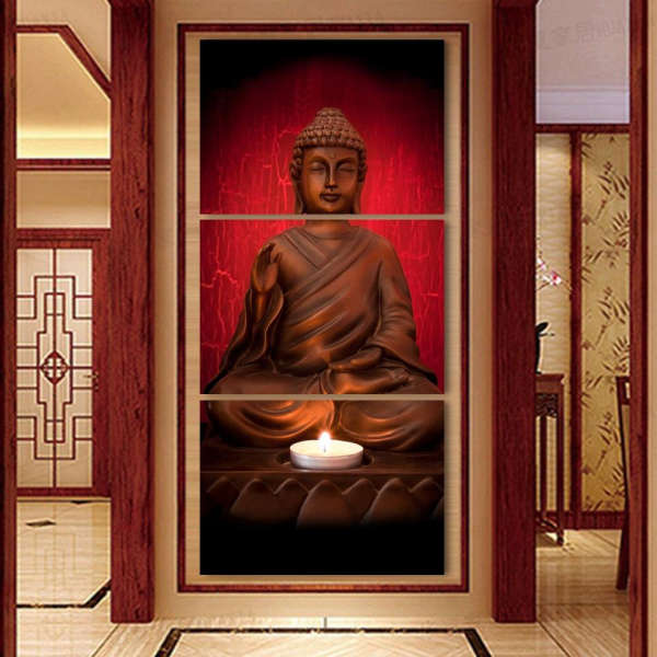 Tableau Bouddha Protecteur Bougeoir Lotus