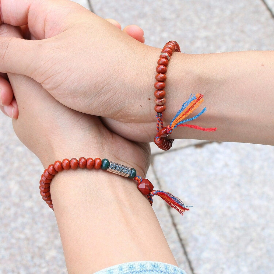 Bracelet Tibétain de Chance en Jaspe Rouge