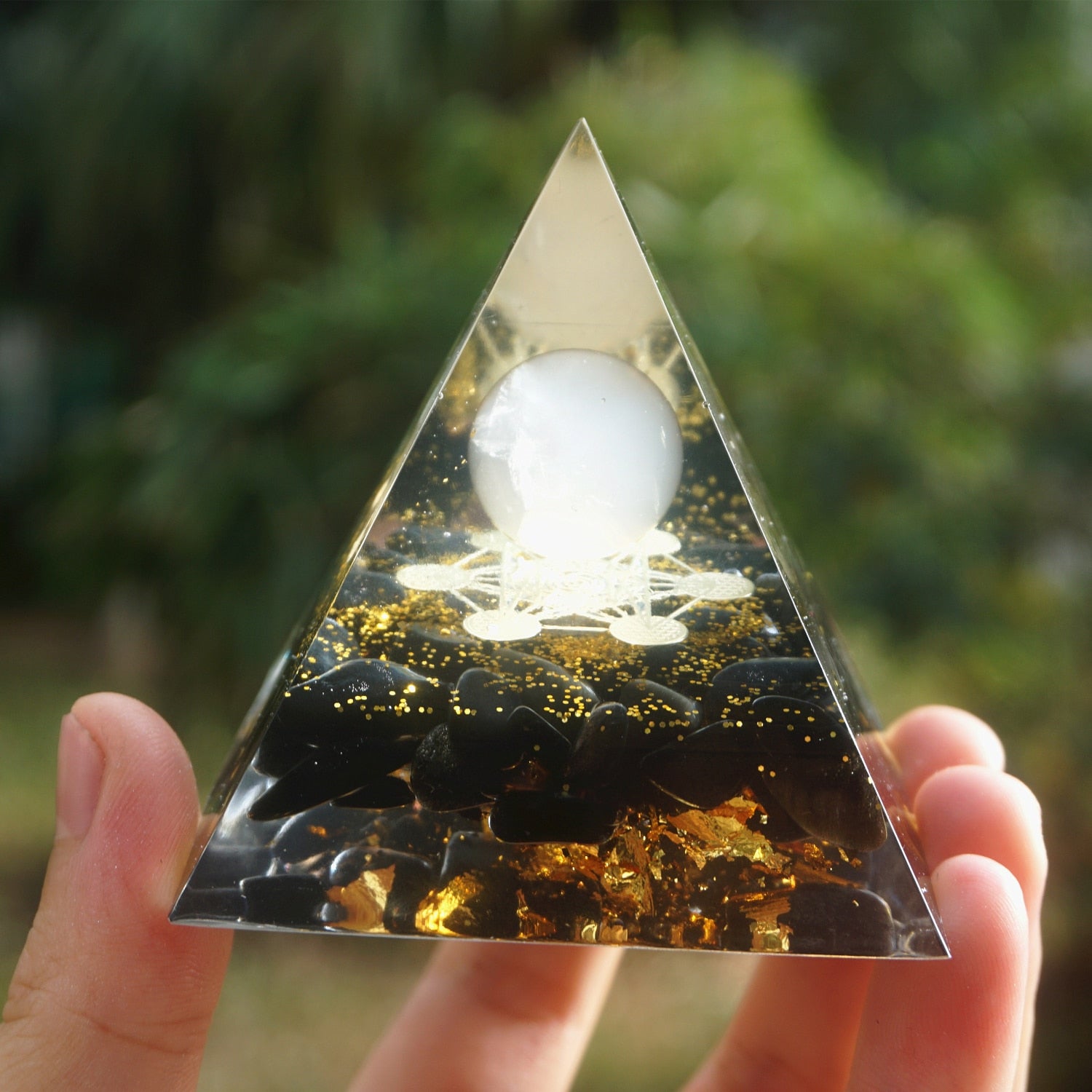 Orgonite Obsidienne Pyramide de Protection