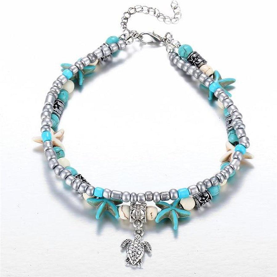 Bracelet de Cheville Coquillage Turquoise