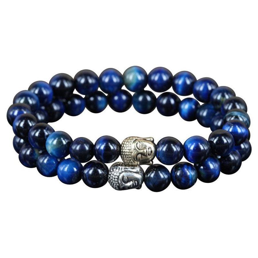2 bracelets Bouddha Œil de Tigre Bleu