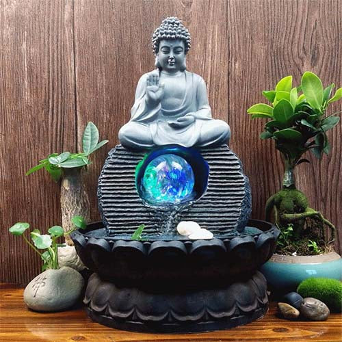 Fontaine Bouddha avec Boule LED