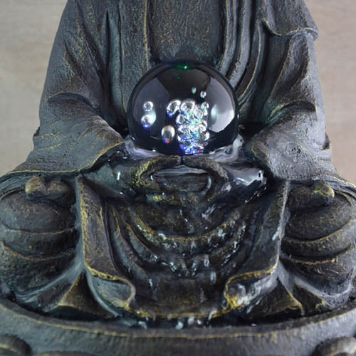 Fontaine Bouddha Paisible avec Boule Lumineuse